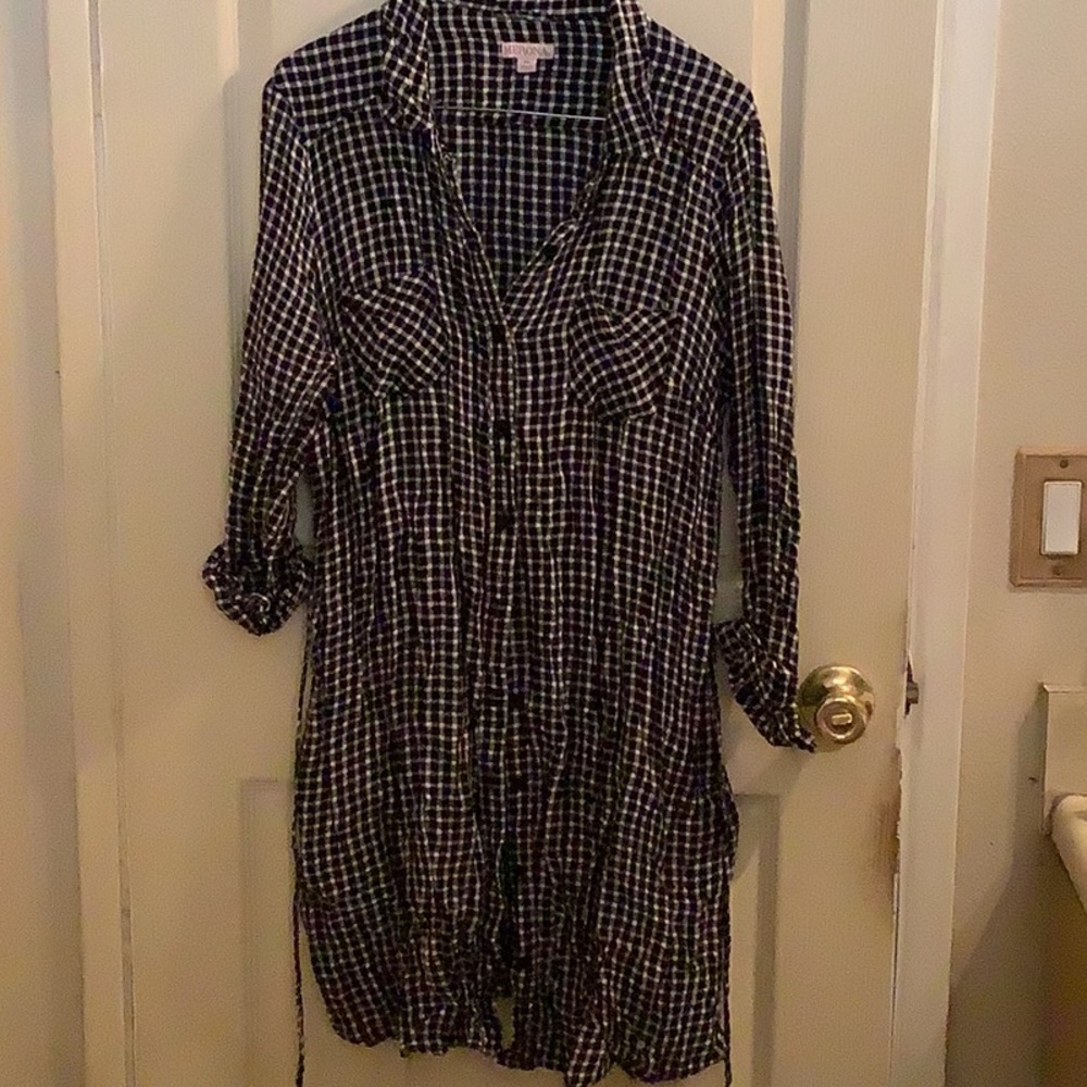 Plaid button down dress